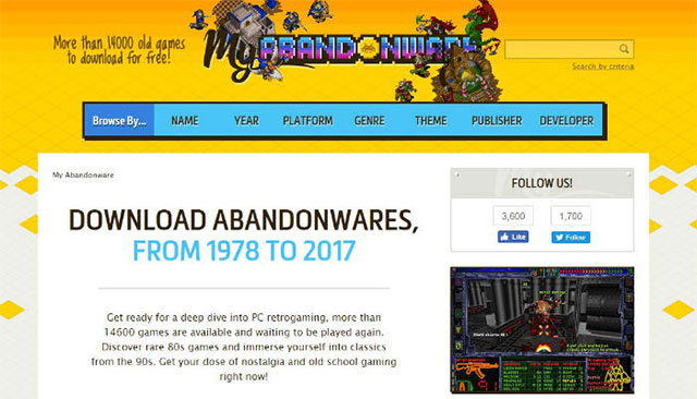 Myabandonware.com – Trang web tải game offline dành cho PC